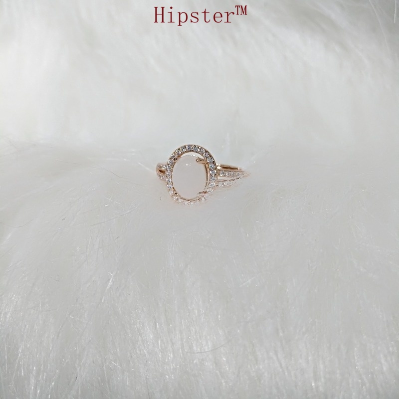 Hot Sale Affordable Luxury Fashion Temperament Inlaid round Glass Diamond Ring