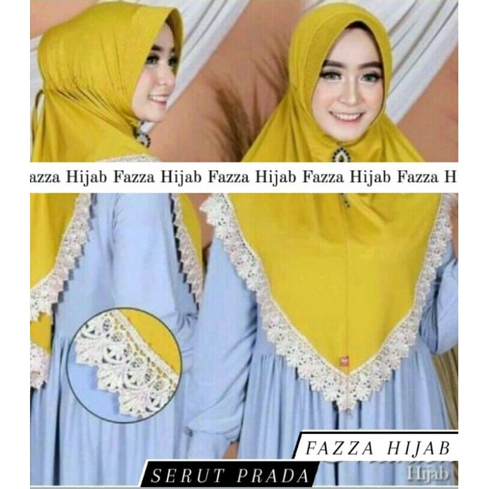 Jilbab Instan Serut Prada Renda Import Jersey Super Premium Model Bergo Terbaru