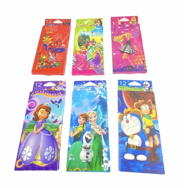 PENSIL WARNA/ COLORING PENCIL 12 WARNA/ COLORS PANJANG MURAH/ EKONOMIS POLOS/ DISNEY-Disney Cowo