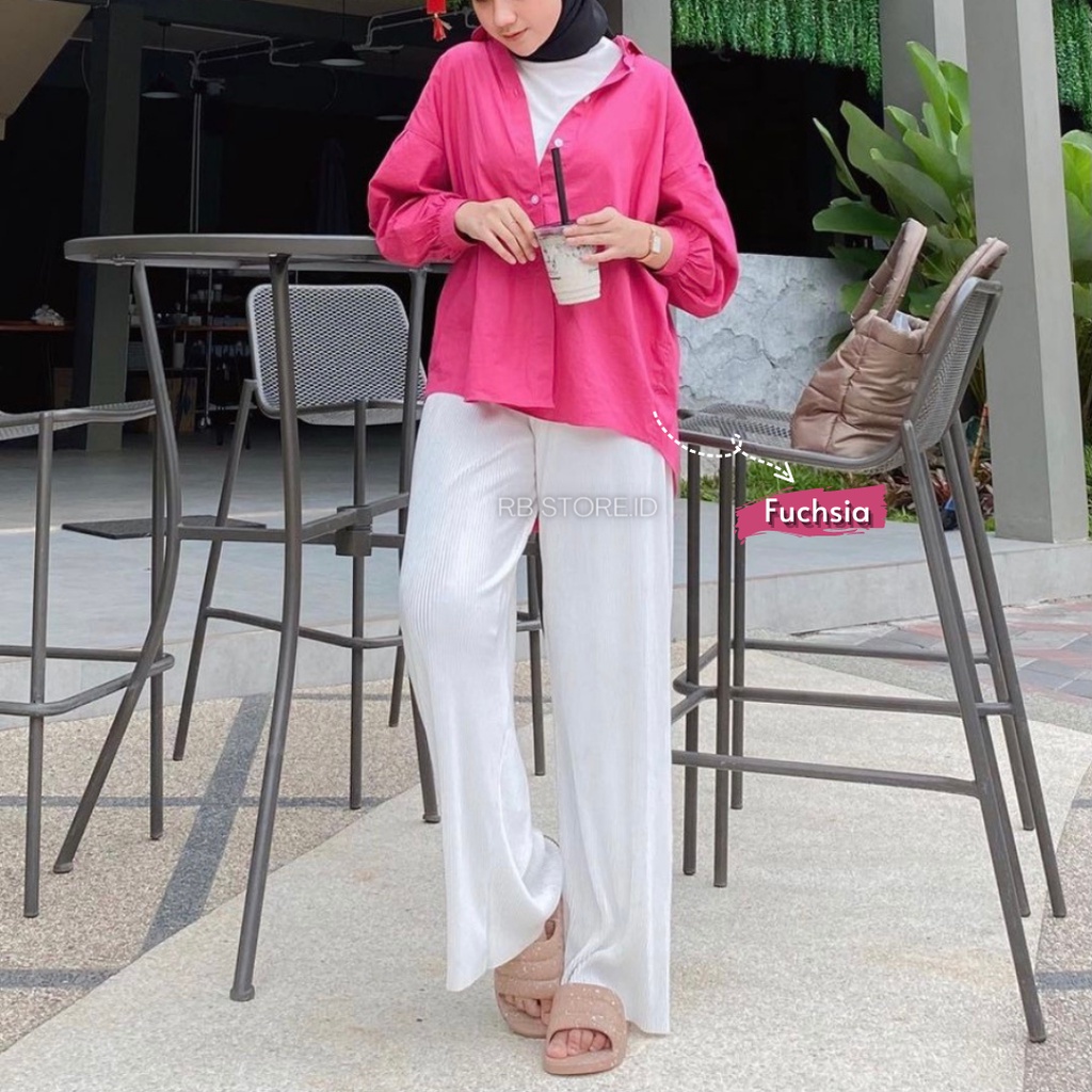 Kemeja Wanita Linen Oversize Olivia Shirt Linen Pocket