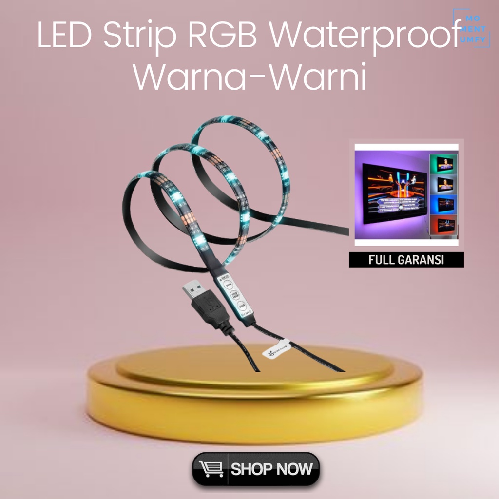 Kabel Lampu Gaming LED Strip RGB Waterproof 5050 Controller USB 5V Hiasan Penghias Dekorasi Ruangan 