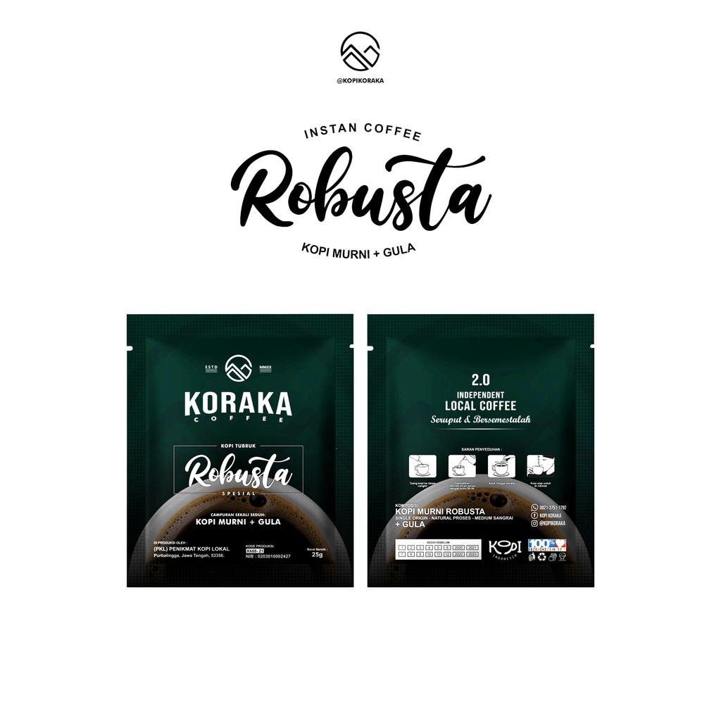 

Instant Coffee Robusta - Kopi Tubruk Sachet - Kopi Koraka
