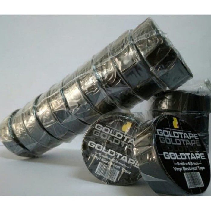 ISOLASI SOLASI KABEL HITAM GOLD TAPE 5/8 INCH X 5 MILL