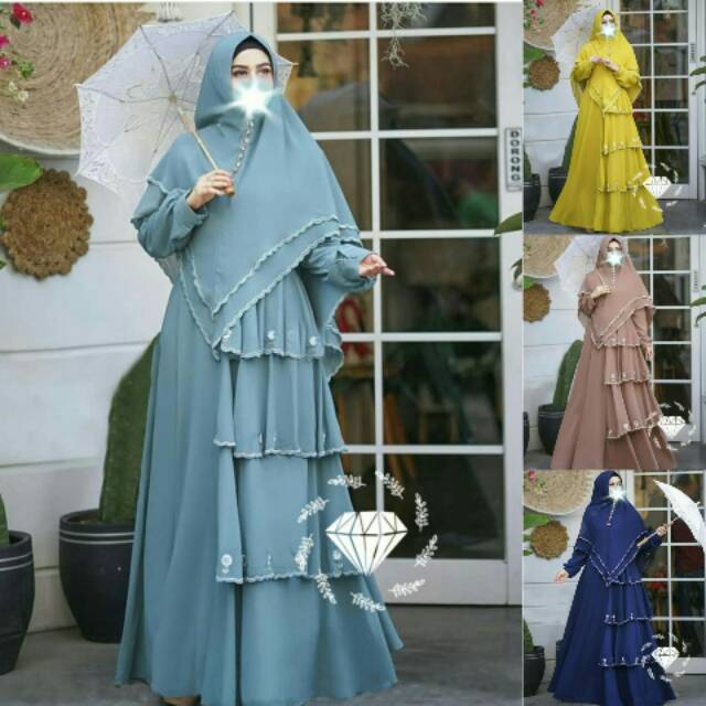 Set Gamis Syari Terbaru NANCY Gamis Dewasa Set Syari Bordir Cantik Gamis Syari Nancy Bordir