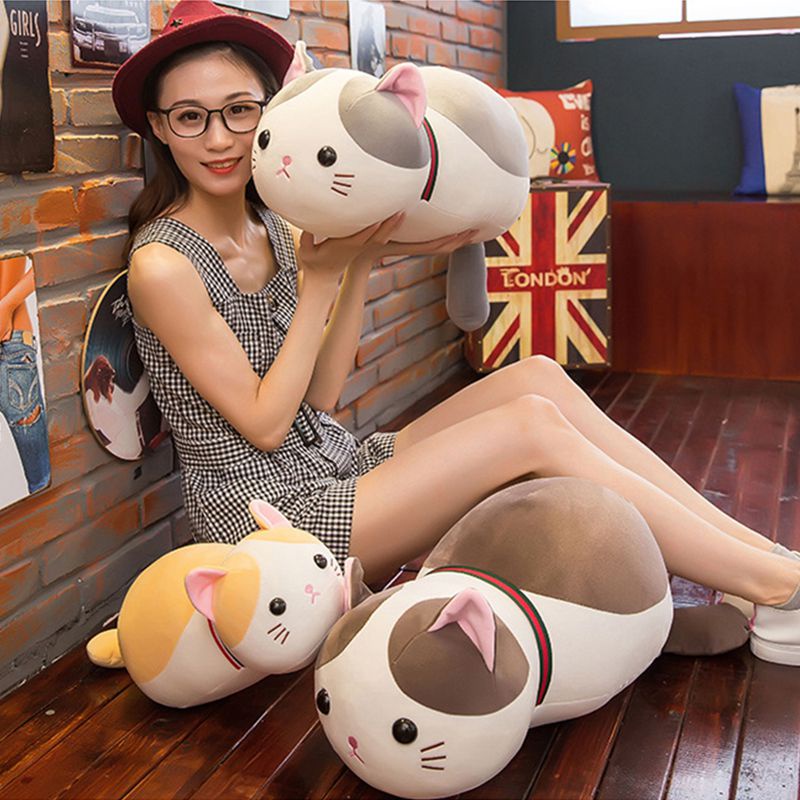 Mainan Empuk Plush 35/50cm Lovely Cat Giant Stuffed Animal Boneka Lembut Bantal Hadiah Anak