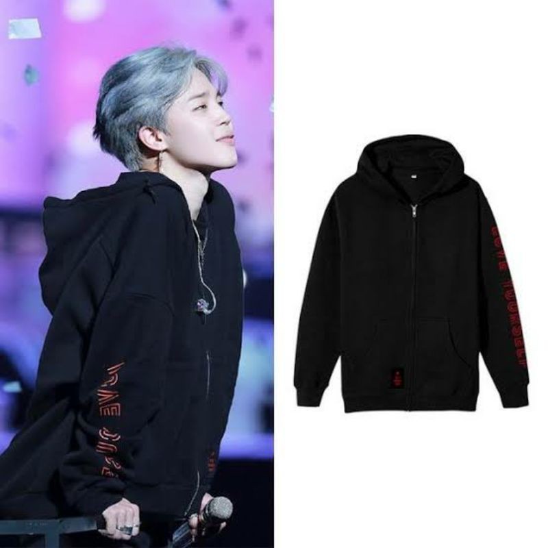 TERMURAH  JAKET HOODIE ZIPPER BTS LOVE YOURSELF TOUR FREE FOTO