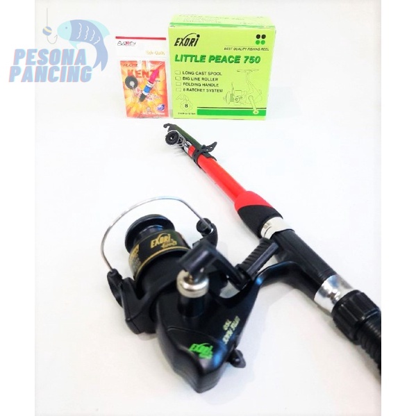 SET PANCING ANTENA JAPAN NEXT EXTRO 150  REEL EXORI LITTE PEACE  DENGAN 8 BB TRENDY DAN