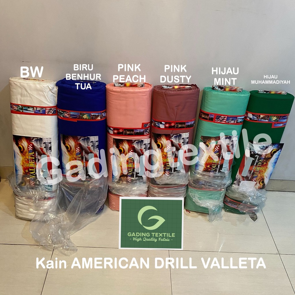 ( per setengah meter ) kain twill seragam AMERICAN DRILL TR20S VALLETA ECERAN bahan celana baju pakaian dinas PDH PDL background craft safari 