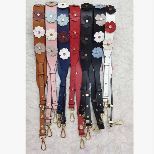 Bag Strap Adjustable MK bunga flower PU Leather Tali Tas Pendek strap tas