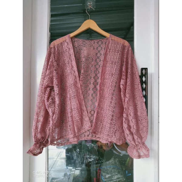LACE OUTER CARDY/outer brukat crop/cardigan outer pendek-Saleem