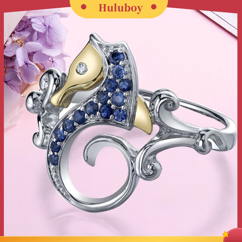 Hu Hu Hu Hu Hu Alat Bantu Pasang Kacamata♡ Cincin Lapis Silver Model Kuda Laut Dengan Berlian Imitasi Warna Biru Untuk Wanita