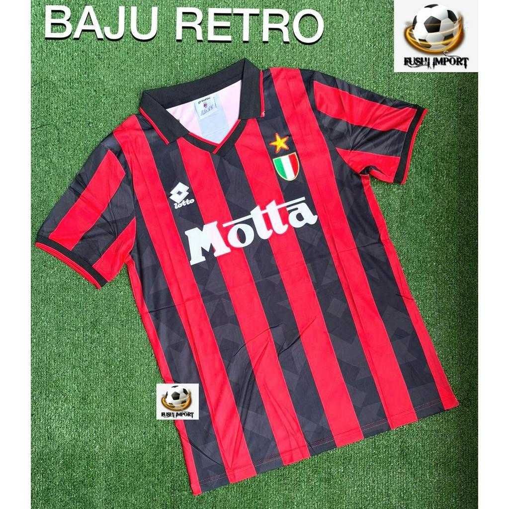 RETRO | Jersey Baju Bola Milan Home Motta 1993 1994 Grade Ori