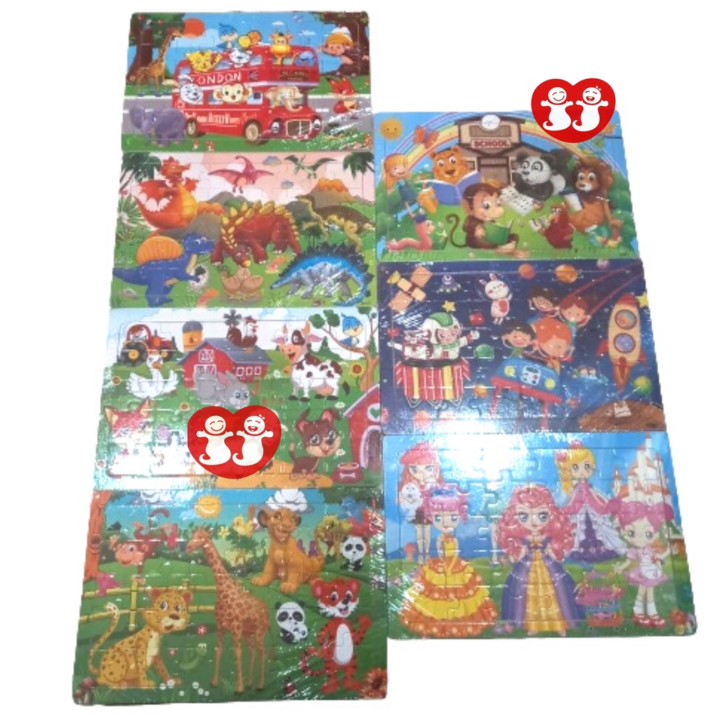 Mainan Edukasi Anak Puzzle Kayu Jigsaw Kartun Lucu