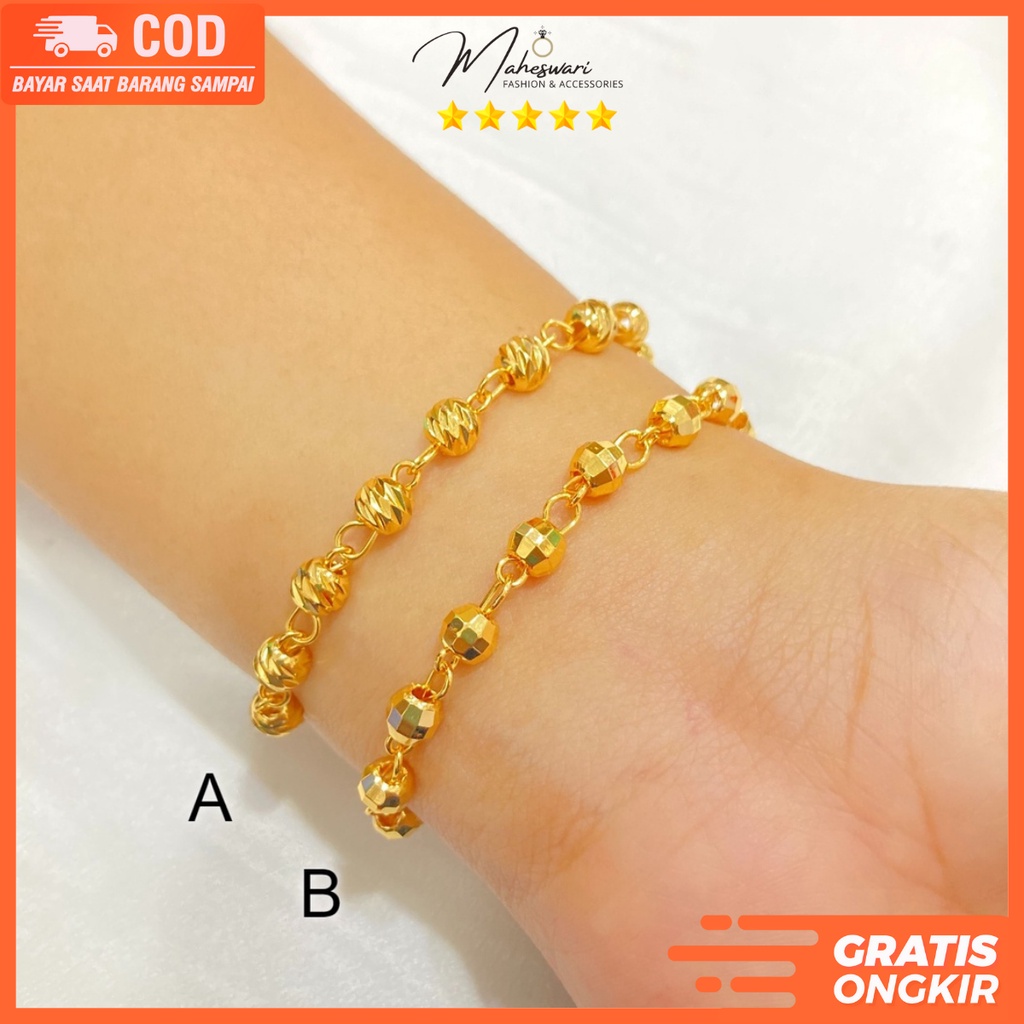 Gelang Serut Wanita Gelang Rantai Anti Karat Xuping Lapis Emas Perhiasan Aksesoris Wanita Import MA1