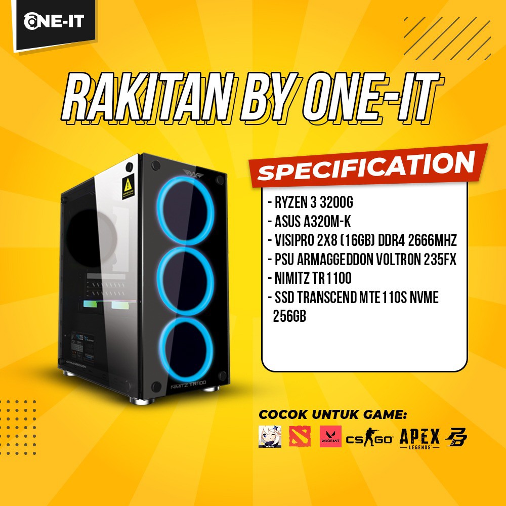 PC Rakitan Ryzen 3 3200G | RAM 16 GB | SSD 256 GB