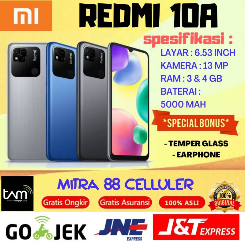 REDMI 10A RAM 4/64GB , 3/64GB , 3/32GB GARANSI RESMI