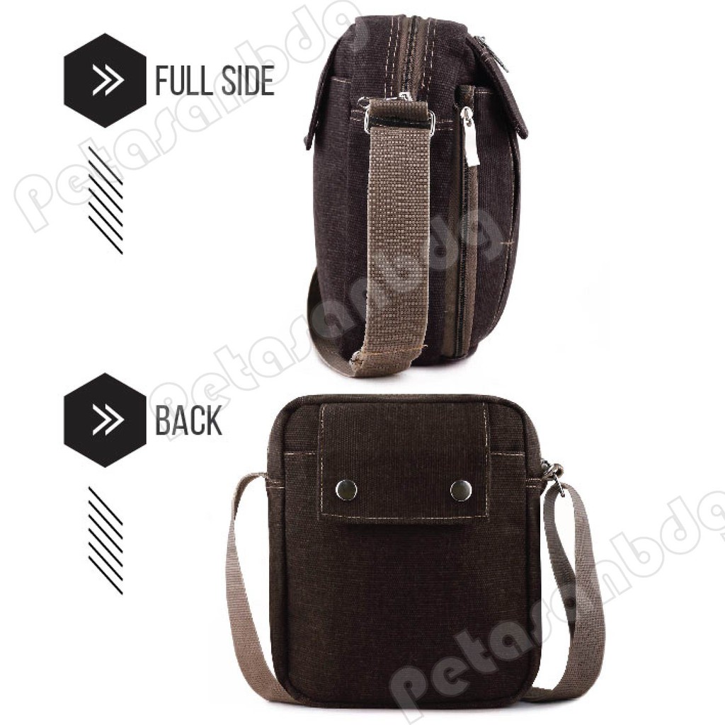 PTS -Braun Fox Douglas Canvas Multifunction Travel Satchel Messenger Shoulder Bag - Coklat Tua