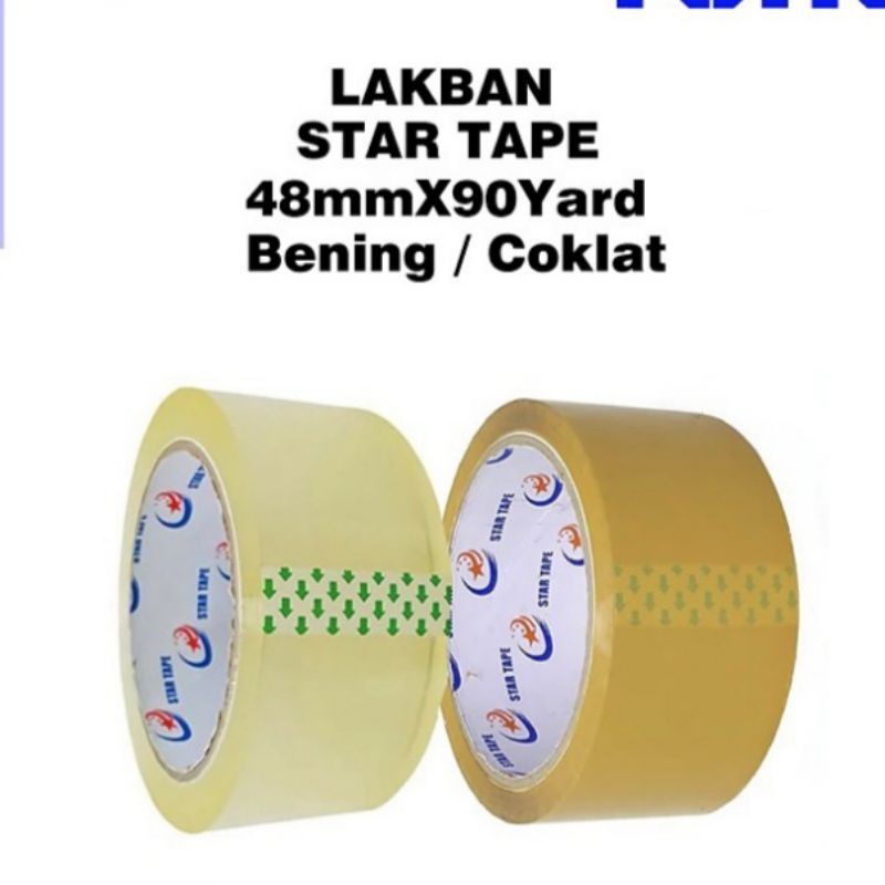 

Lakban start tape bening dan coklat.