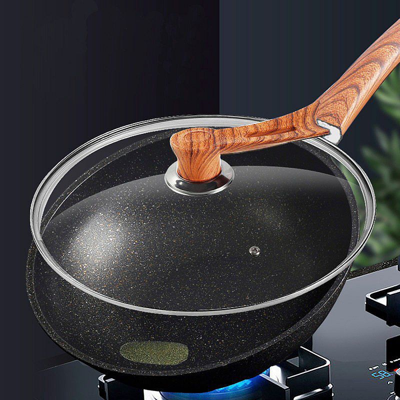 IDEALIFE - Wok Cookware - Panci Wajan Penggorengan 30cm - IL-30WK + Tutup Kaca