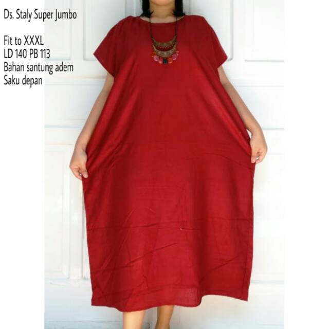 Daster Jumbo LD 140 Dress Jumbo Big Size dress Daster Polos Jumbo daster Staly polos rayon murah