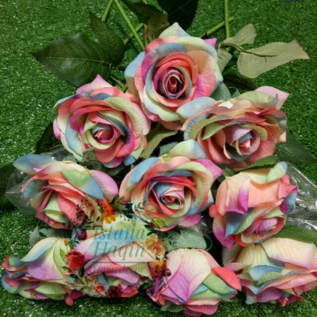 IHQ Bunga mawar latex bunga mawar rainbow mawar pelangi IHQ Bunga mawar latex bunga mawar rainbow mawar pelangi