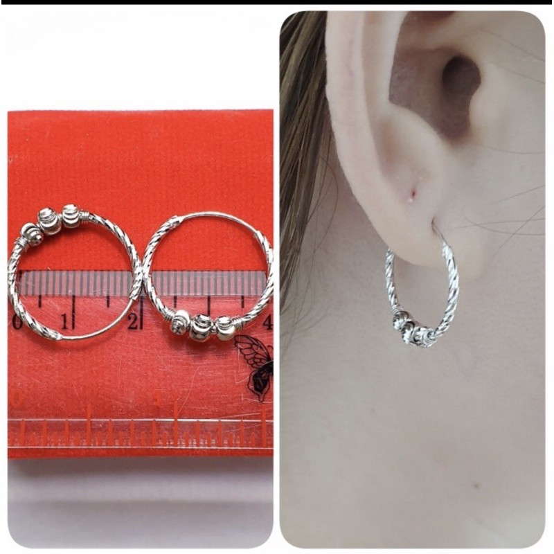 Anting bulat ukir anting wanita anting perak 925 lapis emas putih anting wanita bulat perak SA117