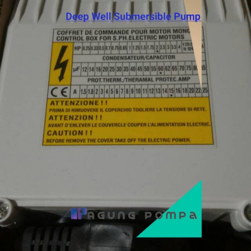Control box pompa submersible 2 hp 220 volt