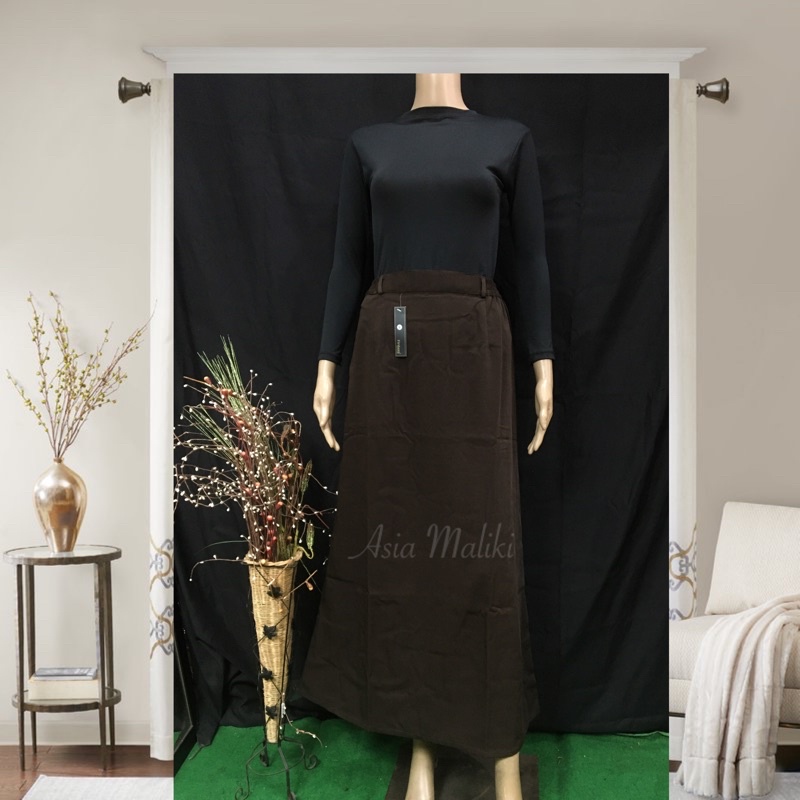 Rok Bahan Merk FIRDAUS Rok KURNIA YS  Rok dasar Rok A (ADA KANTONG DAN PINGGANG KARET)-Coklat Tua