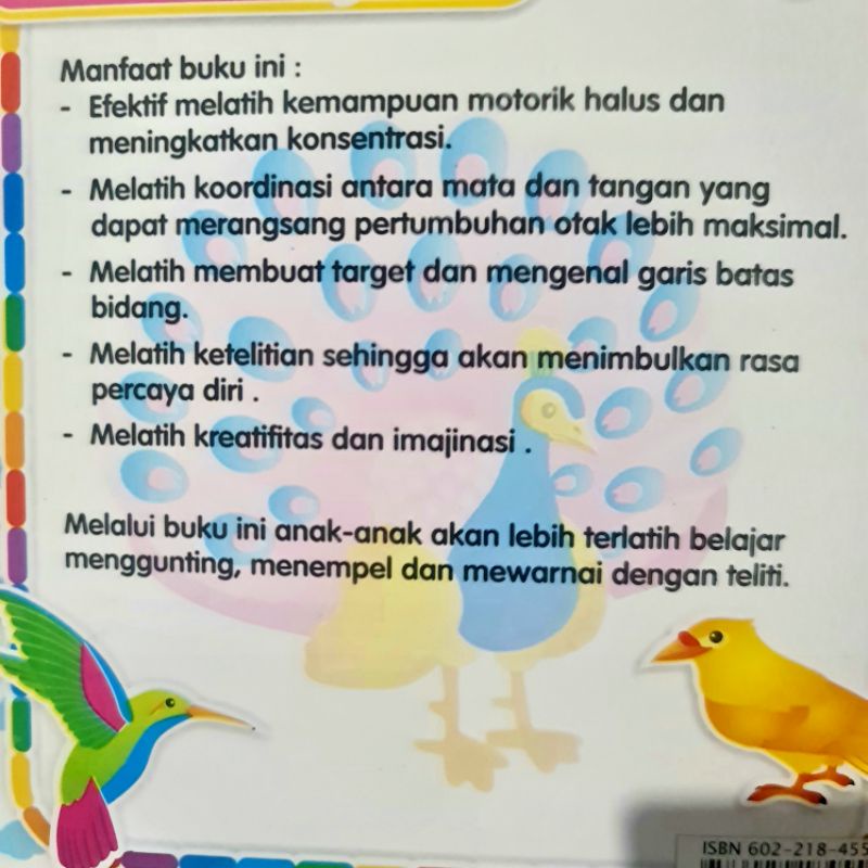 Buku Anak Paud &amp; TK : Belajar Menggunting Menempel &amp; Mewarnai Aktifitas Kreatif - Gunting Tempel Mewarnai