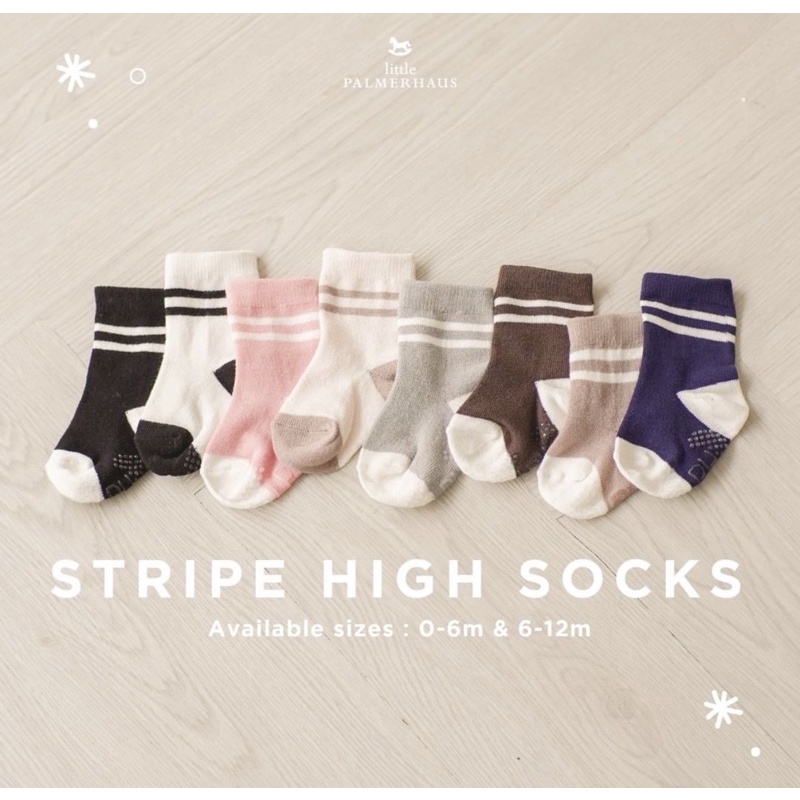 Little Palmerhaus Wording High Socks - FOLDED CUFF SOCKS - BASIC SHORT SOCKS (WITH ANTI SLIP) - Kaos kaki bayi