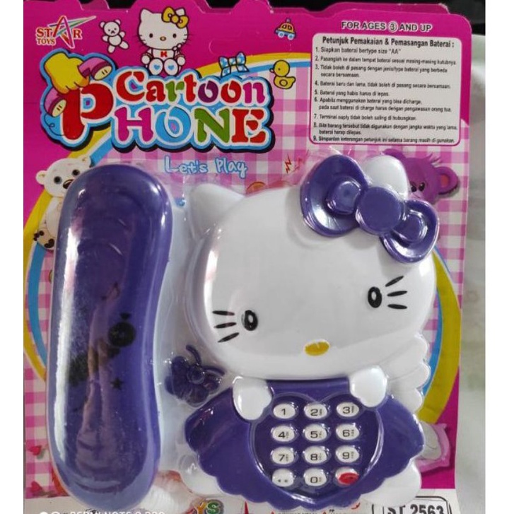 Mainan Telepon Karakter Doraemon Telpon Mainan Hello kitty Mainan Anak perempuan Telpon Musik