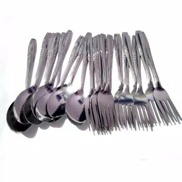 BELLA - PER 12 PCS SENDOK GARPU MAKAN STAINLESS POLOS | BATIK TEBAL KUAT