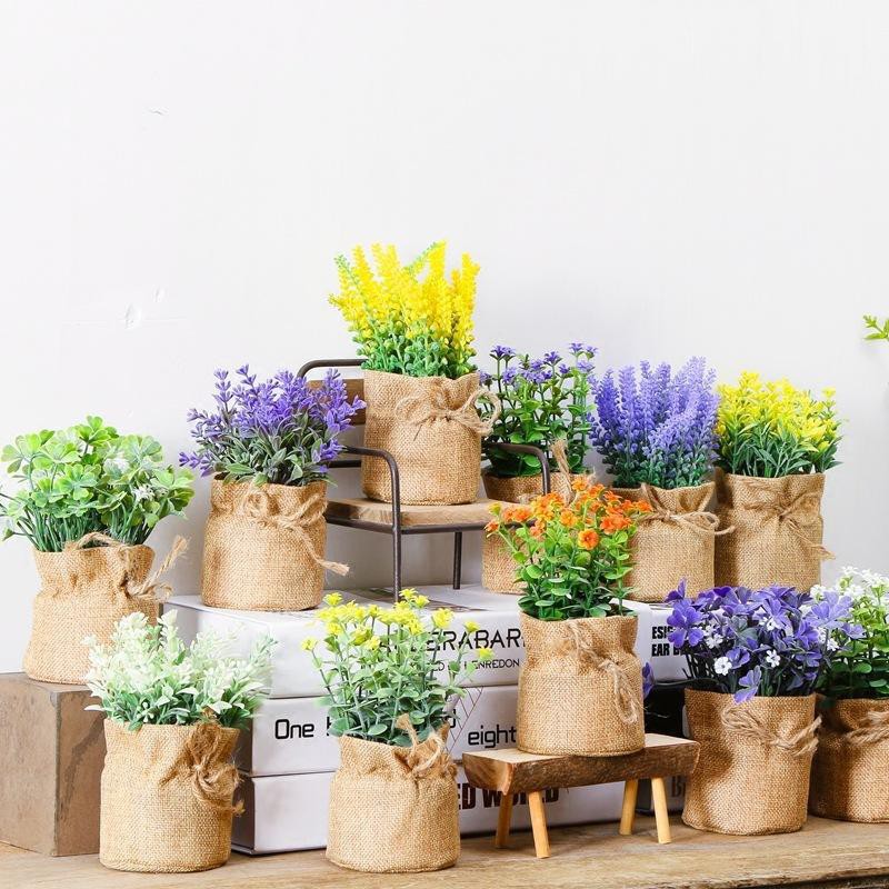 BUNGA POT GONI Pajangan Dekorasi Ruangan