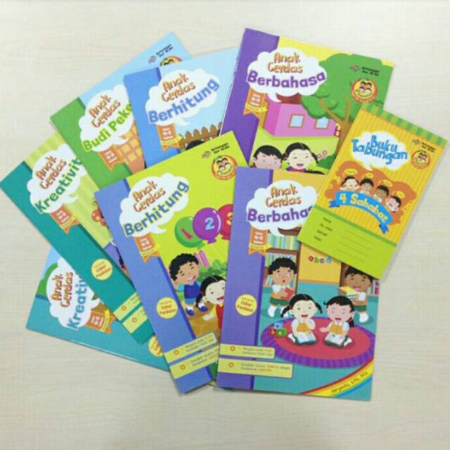BUKU PAKET ANAK CERDAS TK A TK B PLUS HANDCASE & BUKU TABUNGAN