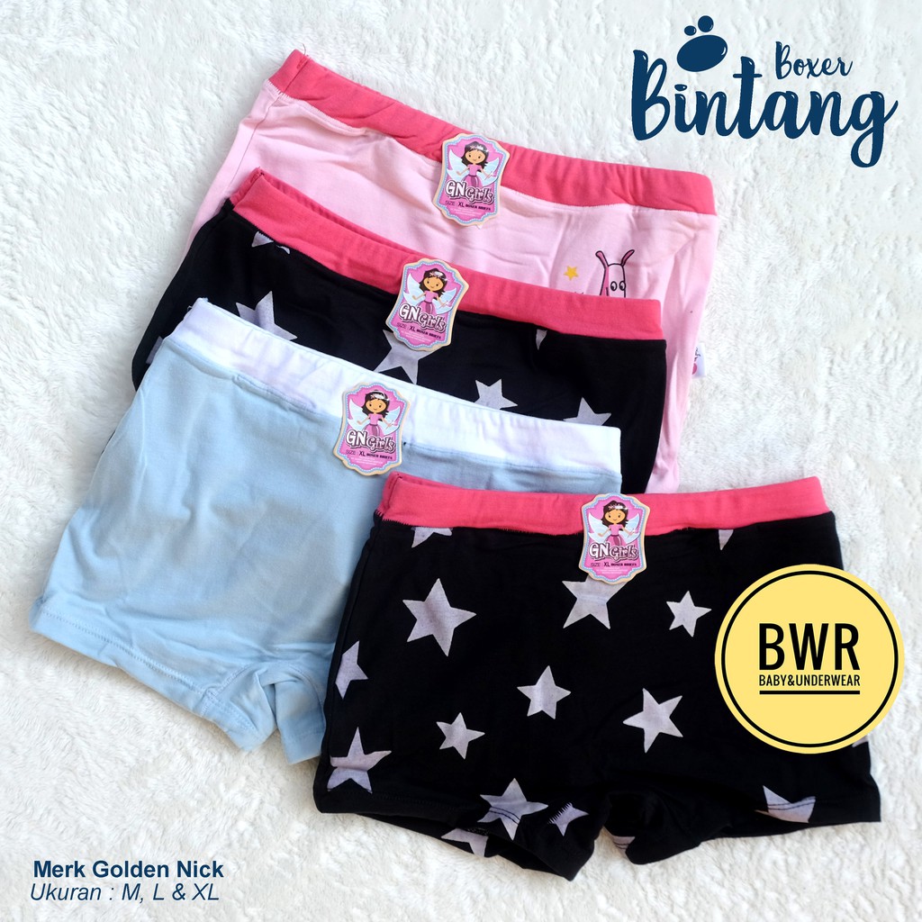 CD Boxer GN Anak 4001 C  BINTANG [ V UA5 - WA5 ] Celana Boxer Anak Perempuan W3L4001 - Bwr