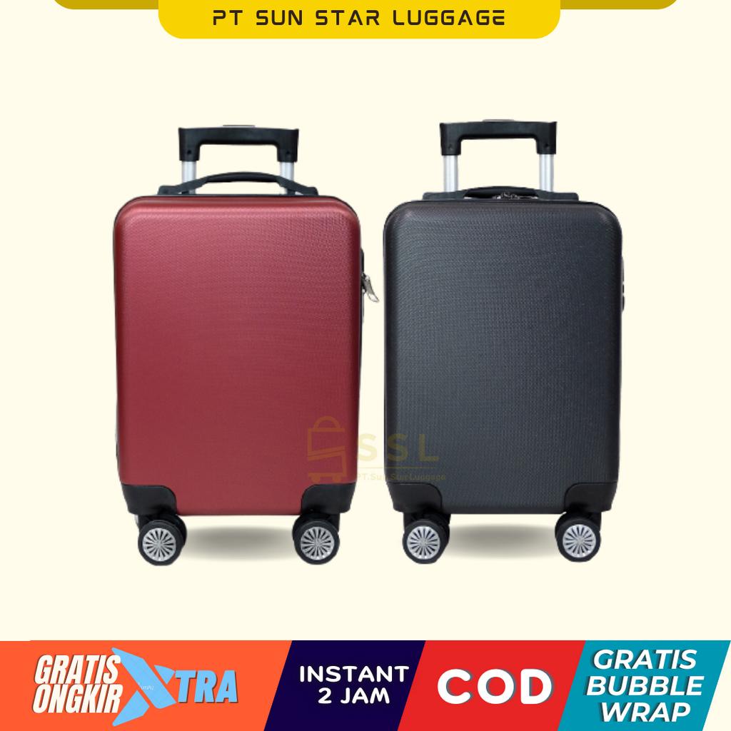 Koper Polos Polo Geneva 001 Fiber ABS Ukuran 16 inch / Koper Haji Anti Banting / Koper Kunci Kombina