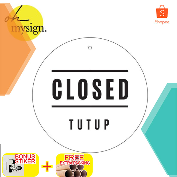 SIGN OPEN CLOSE AKRILIK | SIGN BUKA TUTUP ACRYLIC | OPEN CLOSE PINTU Elegan