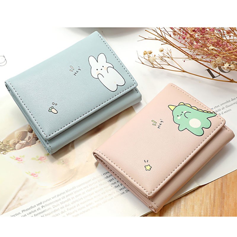 W14 Dompet Mini Wanita Motif Binatang Lucu Kantong Koin Cewek Kartu Uang Foto Cantik Women Wallet Perempuan Kulit PU Leather Hitam Kecil Panjang Korea Pria Cowok Laki Laki Cowo Import Premium Murah Tas Dompet Wanita Cewe Cantik Lipat