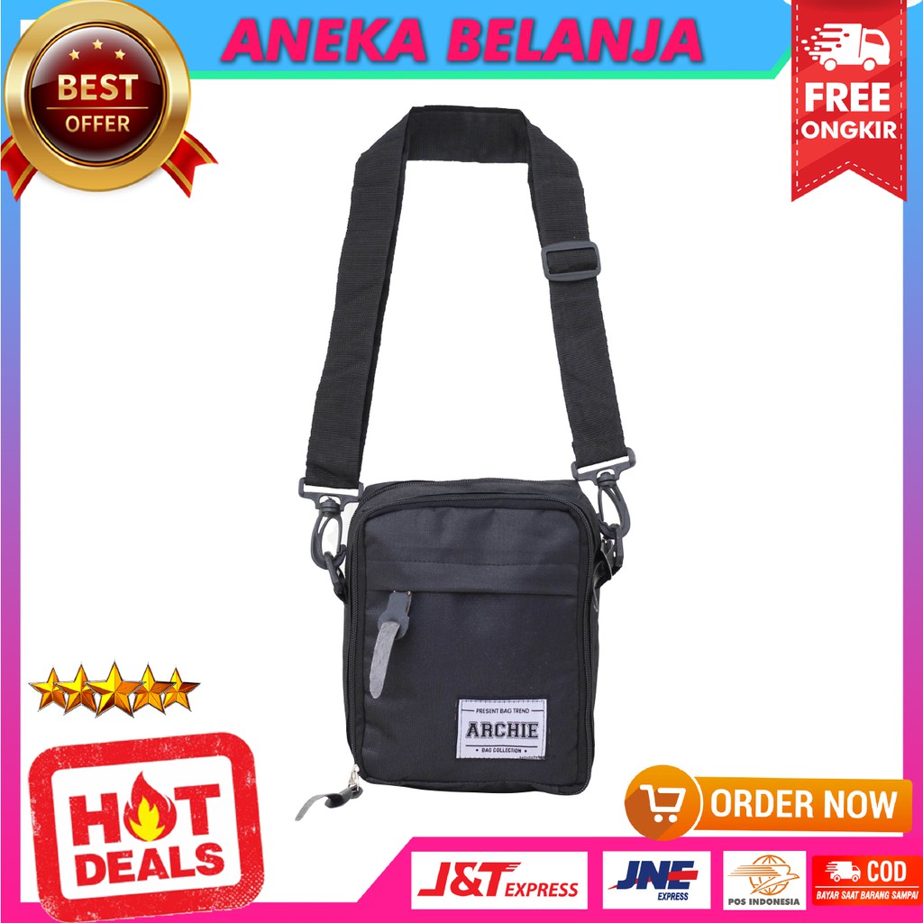 Tas Selempang Archie Kecil Warna Hitam Tas Selempang Pria Murah Berkualitas Cocok Untuk Hangout