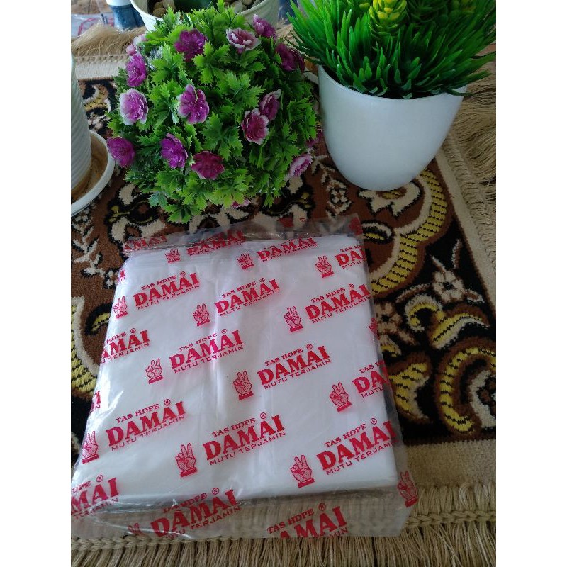 Kantong plastik putih kecil bening merk Damai