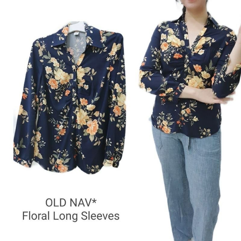 OLD NAVY FLORAL LONG SLEEVES||Kemeja Wanita Blouse