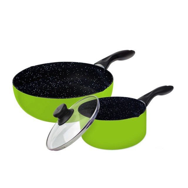 Kirin Sasando Classic Set 2in1 Deep Frypan 24Cm + Saucepan 18Cm - Hijau