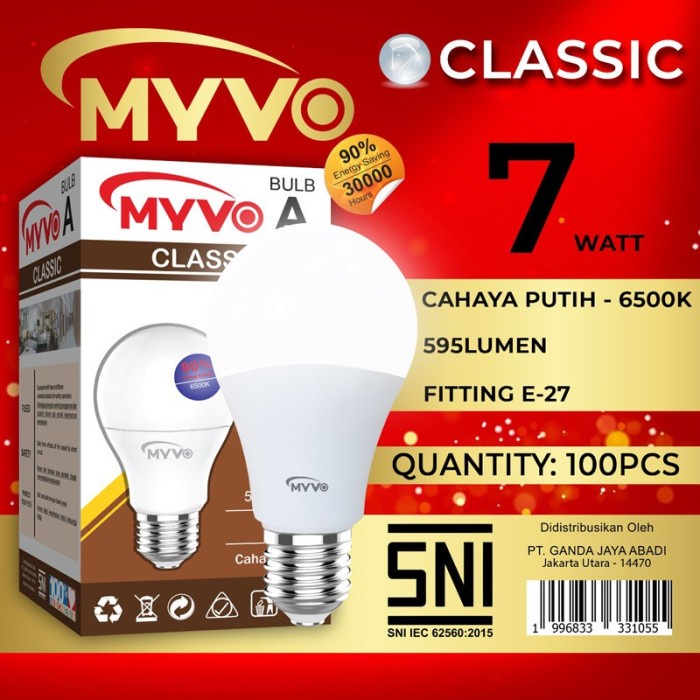 Bohlam LED Myvo Classic 7 Watt Murah Terang Bergaransi LED BULB