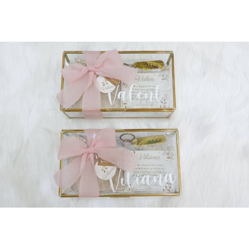 Glass Box Kaca / Terarium / Box Hampers Mahar Seserahan