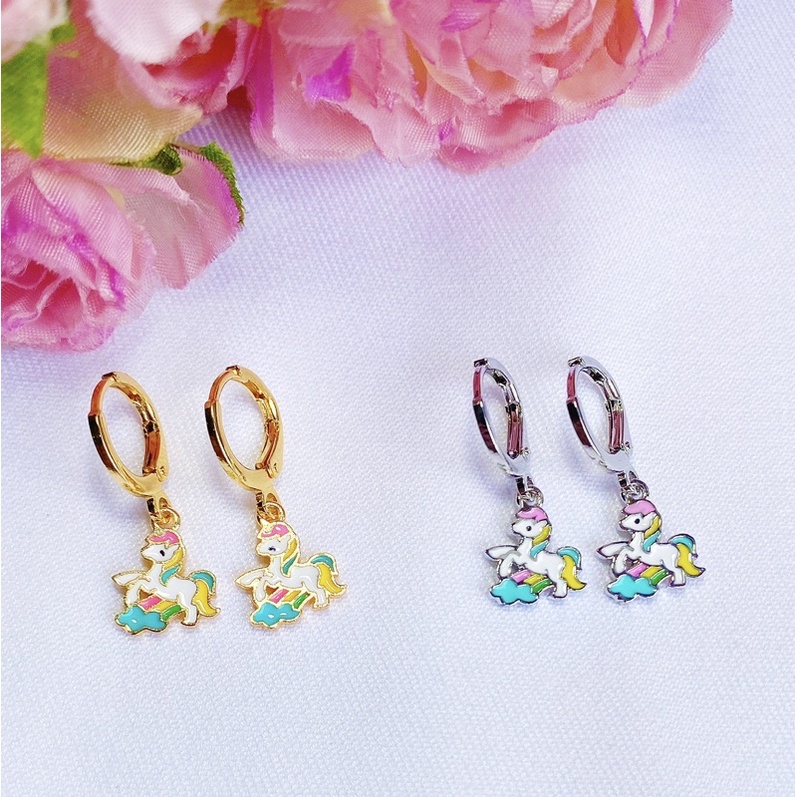 Anting Anak Titanium Silver Rainbow Unicorn