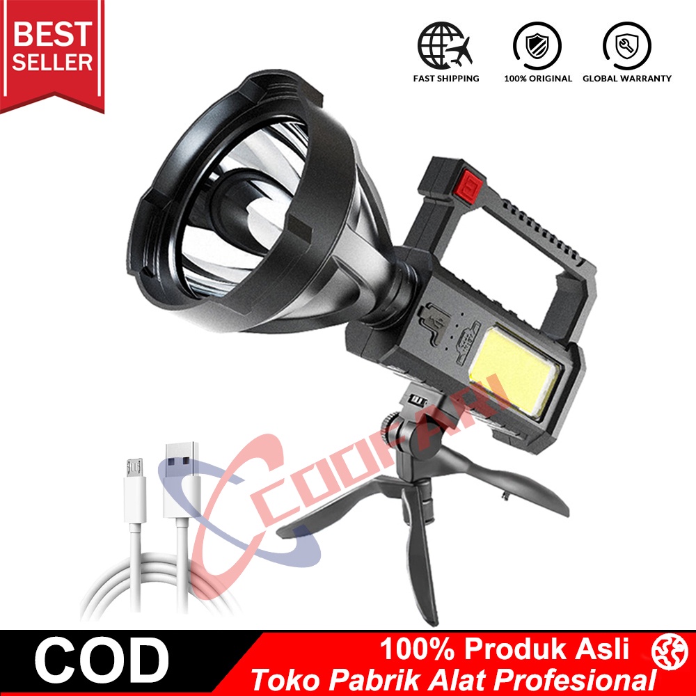 Lampu senter Sorot Super Bright 9000 Lumens Big Lamp LED  USB Rechargable Waterproof with tripod