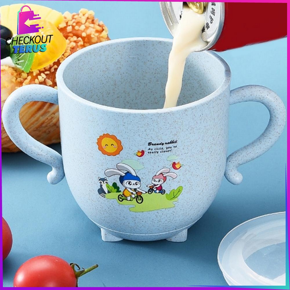 CT C381 C382 Gelas Minum Anak Anti Tumpah Gelas Jerami Mug Cangkir Anak Lucu Karakter Kartun Cangkir Baby Wheat Straw Baby Cup