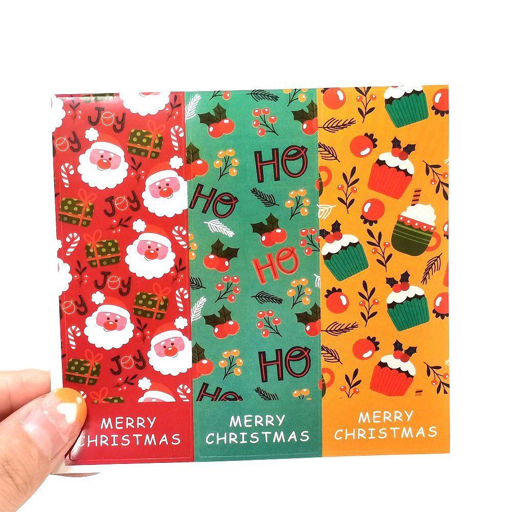 PINEAPPLE Nanas 30buah Stiker Merry Christmas Persegi Panjang Motif Natal Paket Stiker Hias Label Merry Christmas