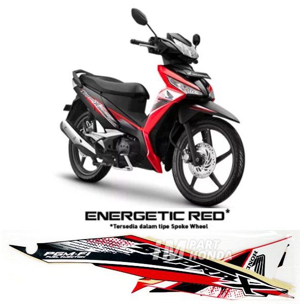 Stiker Supra X 125 Fi Velg Racing 2019 Energetic Red Merah Hitam