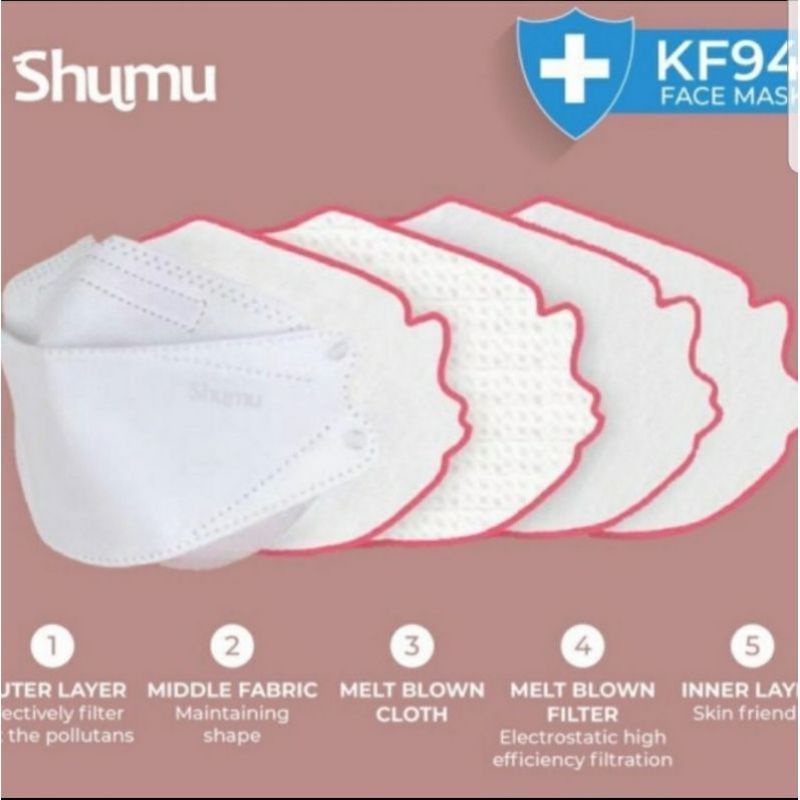 Shumu KF94 5ply hygienis kemasan individual 10pcs/pack